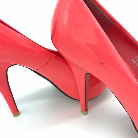 Sarah Chole High Gloss Coral Stiletto Shoe 37 US 7 - Picture 7 of 8
